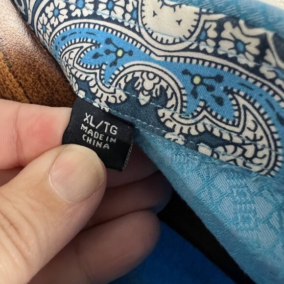 Robert Graham blue jacquard button up shirt paisley contrast print XL cotton - Picture 8 of 11